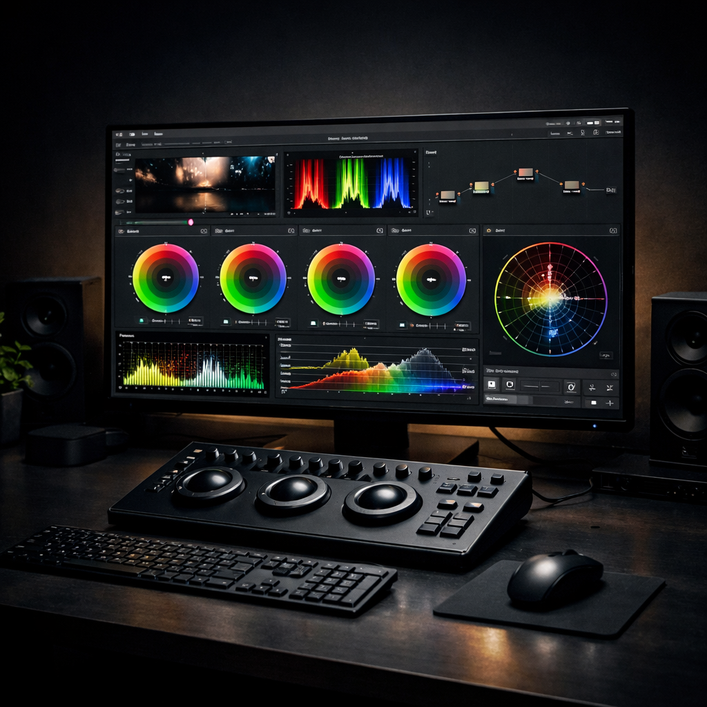 colour grading workspace and control panel