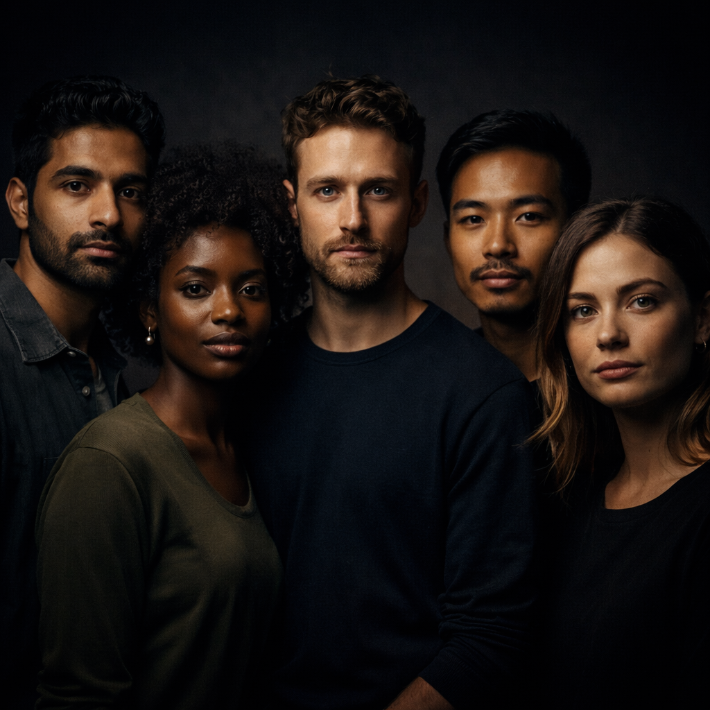 diverse group in cinematic lighting