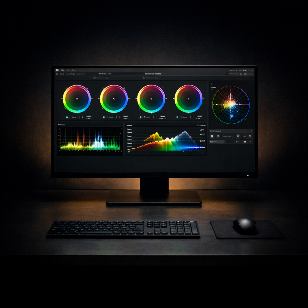 minimalist colour grading workspace